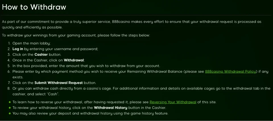 888 review withdrawal information for 888 casino us