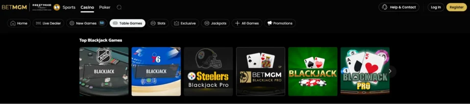 bet mgm review top blackjack games