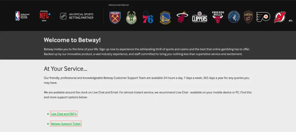 betway review customer support