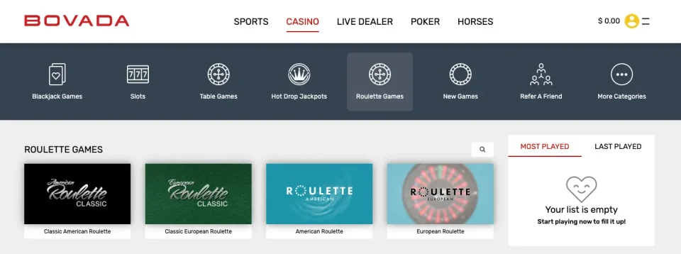 bovada review roulette games