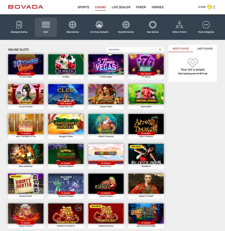 bovada review slot games