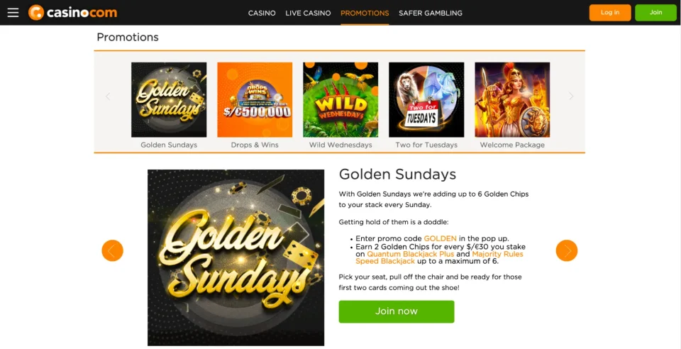 casinocom review golden sundays