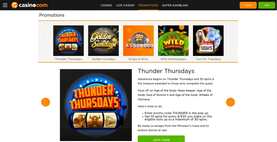 casinocom review thunder thursdays