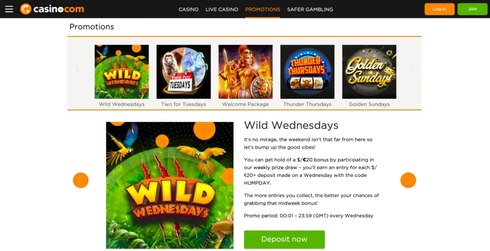 casinocom review wild wednesdays