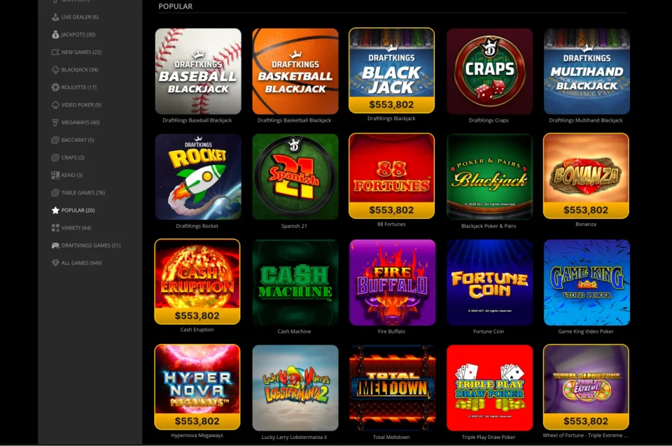 draftkings review popular games