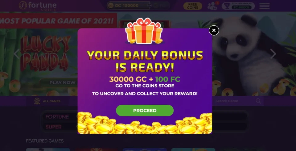 fortune coins freeplay review daily bonus