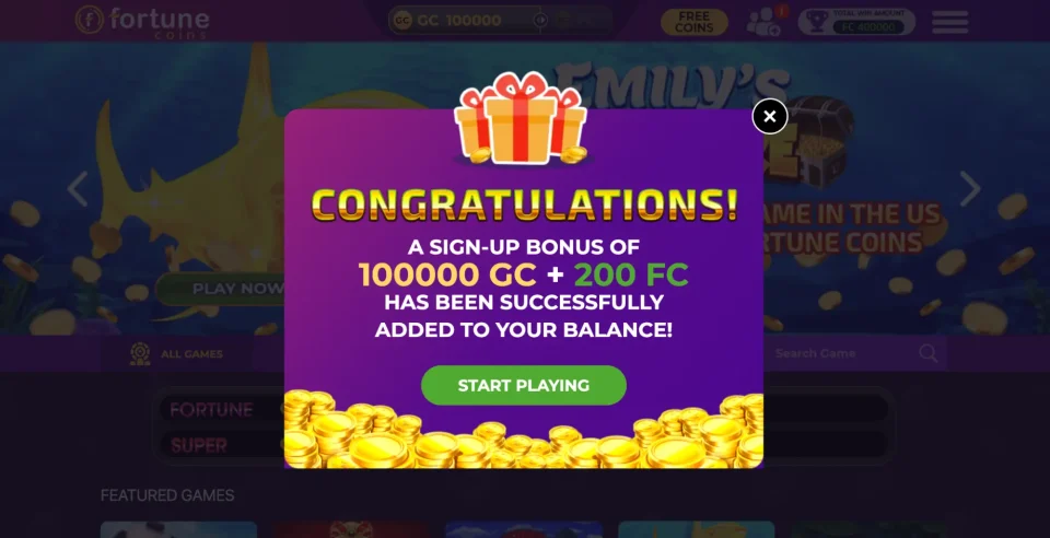fortune coins freeplay review sign up bonus