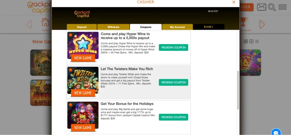 jackpot capital review play exciting games with coupons