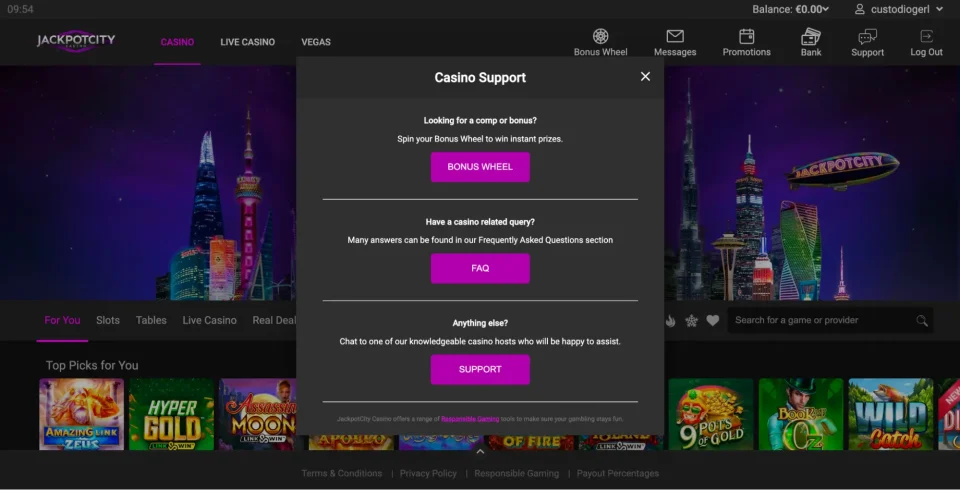 jackpot city review customer support