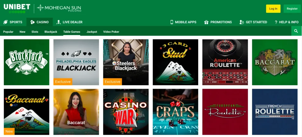 unibet casino review table games