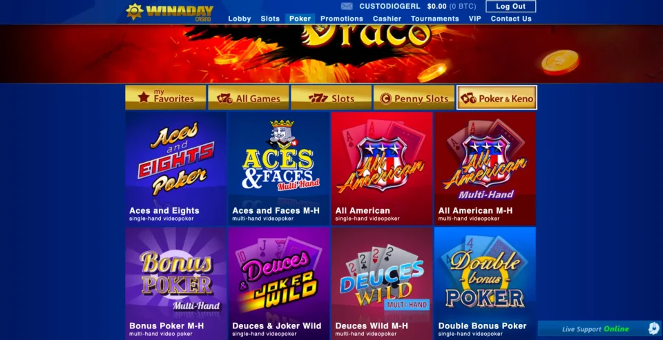 win a day videopoker games